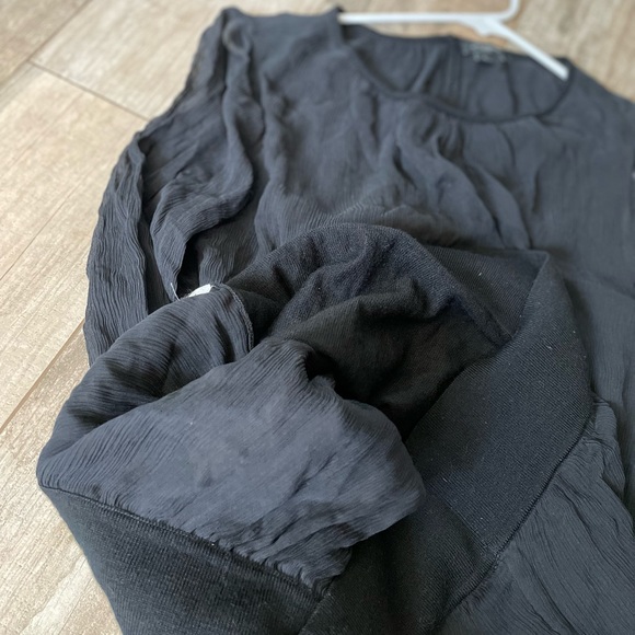 Ann Taylor Black blouse long sleeve merino wool and silk Sz L - Picture 6 of 8